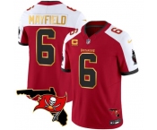 Men's Tampa Bay Buccaneers #6 Baker Mayfield Red White With Florida Patch Gold Trim Vapor Football Stitched Jersey