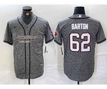 Men's Tampa Bay Buccaneers #62 Graham Barton Grey Gridiron With Patch Cool Base Stitched Baseball Jersey