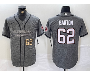 Men's Tampa Bay Buccaneers #62 Graham Barton Grey Gridiron With Patch Cool Base Stitched Baseball Jerseys