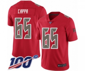 Men's Tampa Bay Buccaneers #65 Alex Cappa Limited Red Rush Vapor Untouchable 100th Season Football Jersey