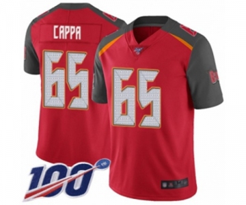 Men's Tampa Bay Buccaneers #65 Alex Cappa Red Team Color Vapor Untouchable Limited Player 100th Season Football Jersey