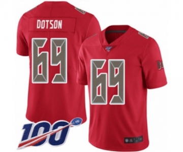 Men's Tampa Bay Buccaneers #69 Demar Dotson Limited Red Rush Vapor Untouchable 100th Season Football Jersey