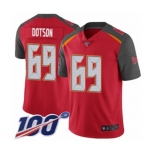 Men's Tampa Bay Buccaneers #69 Demar Dotson Red Team Color Vapor Untouchable Limited Player 100th Season Football Jersey