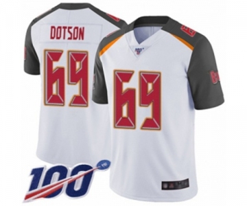 Men's Tampa Bay Buccaneers #69 Demar Dotson White Vapor Untouchable Limited Player 100th Season Football Jersey