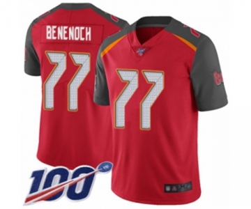 Men's Tampa Bay Buccaneers #77 Caleb Benenoch Red Team Color Vapor Untouchable Limited Player 100th Season Football Jersey