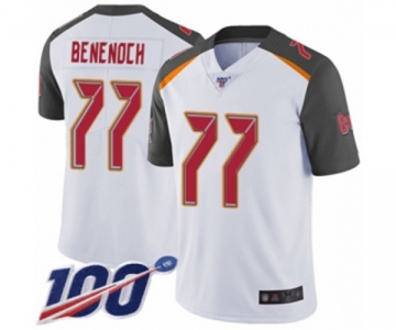 Men's Tampa Bay Buccaneers #77 Caleb Benenoch White Vapor Untouchable Limited Player 100th Season Football Jersey