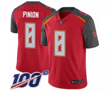 Men's Tampa Bay Buccaneers #8 Bradley Pinion Red Team Color Vapor Untouchable Limited Player 100th Season Football Jersey