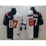 Men's Tampa Bay Buccaneers #87 Rob Gronkowski Blue White Bowl LV Bowl LIII Limited Split Fashion Football Jersey