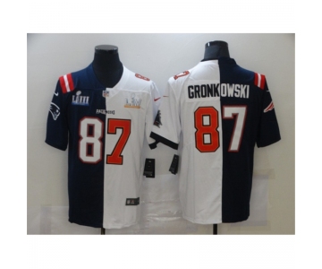 Men's Tampa Bay Buccaneers #87 Rob Gronkowski Blue White Bowl LV Bowl LIII Limited Split Fashion Football Jersey