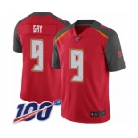 Men's Tampa Bay Buccaneers #9 Matt Gay Red Team Color Vapor Untouchable Limited Player 100th Season Football Jersey