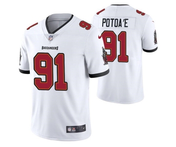 Men's Tampa Bay Buccaneers #91 Benning Potoa'e White Vapor Untouchable Limited Stitched Jersey