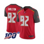 Men's Tampa Bay Buccaneers #92 William Gholston Red Team Color Vapor Untouchable Limited Player 100th Season Football Jersey