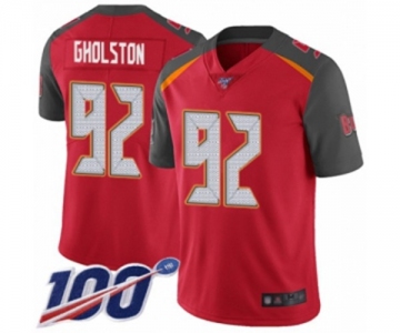 Men's Tampa Bay Buccaneers #92 William Gholston Red Team Color Vapor Untouchable Limited Player 100th Season Football Jersey