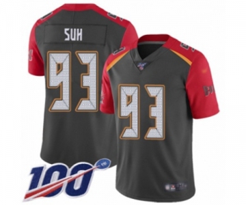 Men's Tampa Bay Buccaneers #93 Ndamukong Suh Limited Gray Inverted Legend 100th Season Football Jersey