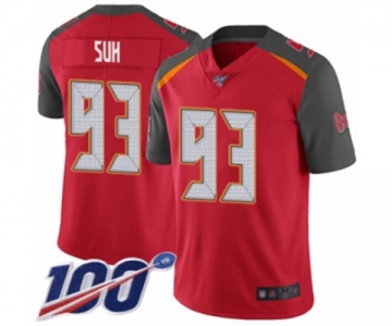 Men's Tampa Bay Buccaneers #93 Ndamukong Suh Red Team Color Vapor Untouchable Limited Player 100th Season Football Jersey