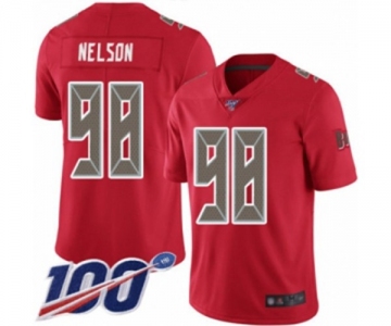 Men's Tampa Bay Buccaneers #98 Anthony Nelson Limited Red Rush Vapor Untouchable 100th Season Football Jersey