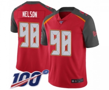 Men's Tampa Bay Buccaneers #98 Anthony Nelson Red Team Color Vapor Untouchable Limited Player 100th Season Football Jersey