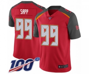 Men's Tampa Bay Buccaneers #99 Warren Sapp Red Team Color Vapor Untouchable Limited Player 100th Season Football Jersey