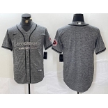 Men's Tampa Bay Buccaneers Blank Grey Gridiron With Patch Cool Base Stitched Baseball Jersey