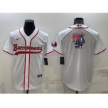 Men's Tampa Bay Buccaneers White Team Big Logo With Patch Cool Base Stitched Baseball Jersey