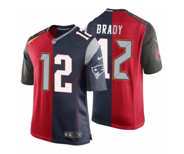 New Nike Tampa Bay Buccaneers/New England Patriots#12 Red/Navy Blue Men's Stitched NFL Elite Split Jersey