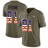 Nike Buccaneers #81 Antonio Brown Olive USA Flag Men's Stitched NFL Limited 2017 Salute To Service Jersey