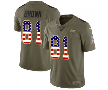 Nike Buccaneers #81 Antonio Brown Olive USA Flag Men's Stitched NFL Limited 2017 Salute To Service Jersey