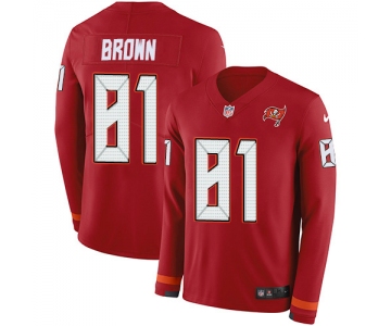 Nike Buccaneers #81 Antonio Brown Red Team Color Men's Stitched NFL Limited Therma Long Sleeve Jersey