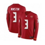 Nike Tampa Bay Buccaneers #3 Jameis Winston Limited Red Therma Long Sleeve NFL Jersey