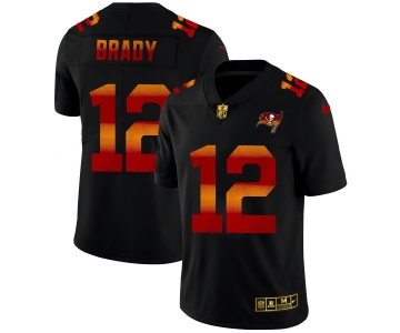 Tampa Bay Buccaneers #12 Tom Brady Men's Black Nike Red Orange Stripe Vapor Limited NFL Jersey