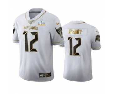 Tampa Bay Buccaneers  #12 Tom Brady White Golden Jersey 2021 Super Bowl LV