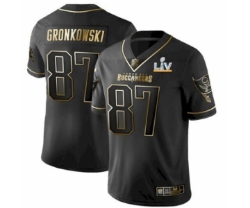 Tampa Bay Buccaneers #87 Rob Gronkowski  Black Golden Jersey 2021 Super Bowl LV