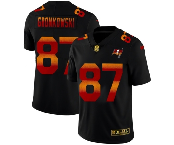 Tampa Bay Buccaneers #87 Rob Gronkowski Men's Black Nike Red Orange Stripe Vapor Limited NFL Jersey