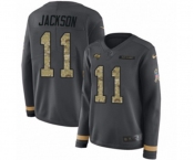 Women Nike Tampa Bay Buccaneers #11 DeSean Jackson Limited Black Salute to Service Therma Long Sleeve NFL Jersey