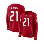 Women Nike Tampa Bay Buccaneers #21 Justin Evans Limited Red Therma Long Sleeve NFL Jersey