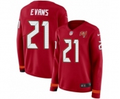 Women Nike Tampa Bay Buccaneers #21 Justin Evans Limited Red Therma Long Sleeve NFL Jersey