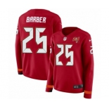 Women Nike Tampa Bay Buccaneers #25 Peyton Barber Limited Red Therma Long Sleeve NFL Jersey