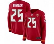 Women Nike Tampa Bay Buccaneers #25 Peyton Barber Limited Red Therma Long Sleeve NFL Jersey