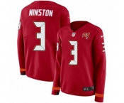 Women Nike Tampa Bay Buccaneers #3 Jameis Winston Limited Red Therma Long Sleeve NFL Jersey