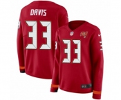 Women Nike Tampa Bay Buccaneers #33 Carlton Davis Limited Red Therma Long Sleeve NFL Jersey