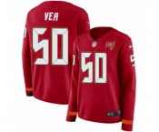 Women Nike Tampa Bay Buccaneers #50 Vita Vea Limited Red Therma Long Sleeve NFL Jersey