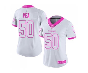 Women Nike Tampa Bay Buccaneers #50 Vita Vea White Pink Stitched NFL Limited Rush Fashion Jersey