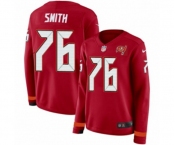 Women Nike Tampa Bay Buccaneers #76 Donovan Smith Limited Red Therma Long Sleeve NFL Jersey