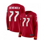 Women Nike Tampa Bay Buccaneers #77 Caleb Benenoch Limited Red Therma Long Sleeve NFL Jersey