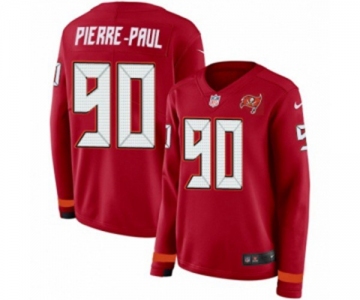 Women Nike Tampa Bay Buccaneers #90 Jason Pierre-Paul Limited Red Therma Long Sleeve NFL Jersey