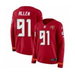 Women Nike Tampa Bay Buccaneers #91 Beau Allen Limited Red Therma Long Sleeve NFL Jersey