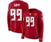 Women Nike Tampa Bay Buccaneers #99 Warren Sapp Limited Red Therma Long Sleeve NFL Jersey