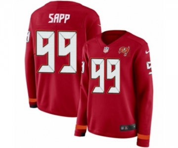 Women Nike Tampa Bay Buccaneers #99 Warren Sapp Limited Red Therma Long Sleeve NFL Jersey