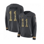 Women's Nike Tampa Bay Buccaneers #11 DeSean Jackson Limited Black Salute to Service Therma Long Sleeve NFL Jersey