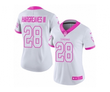 Women's Nike Tampa Bay Buccaneers #28 Vernon Hargreaves III Limited White Pink Rush Fashion NFL Jersey